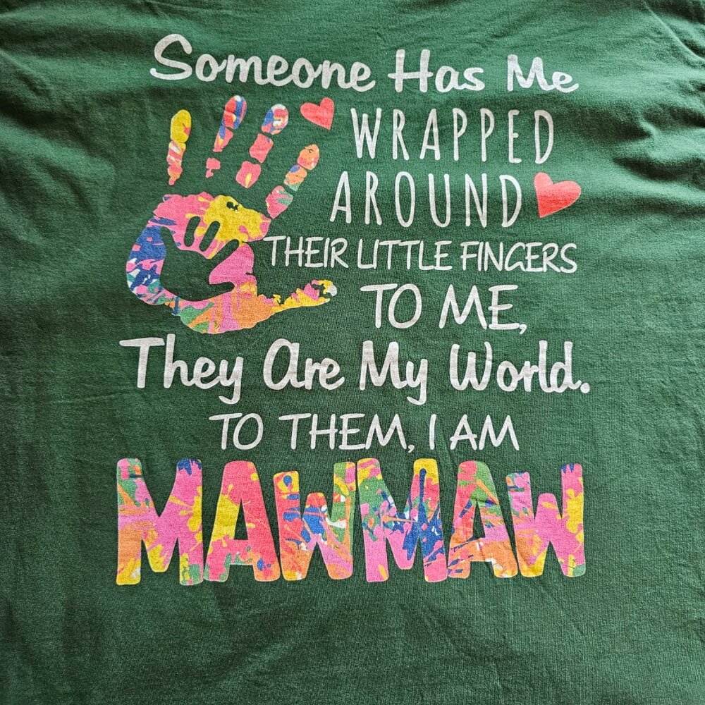 Maw Maw Grandma Grandmother Womens Graphic Tshirt, Green, Size XL